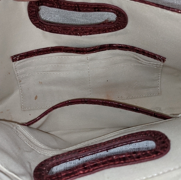 Nine West Burgundy Alligator Embossed Clutch Purse - Picture 4 of 5